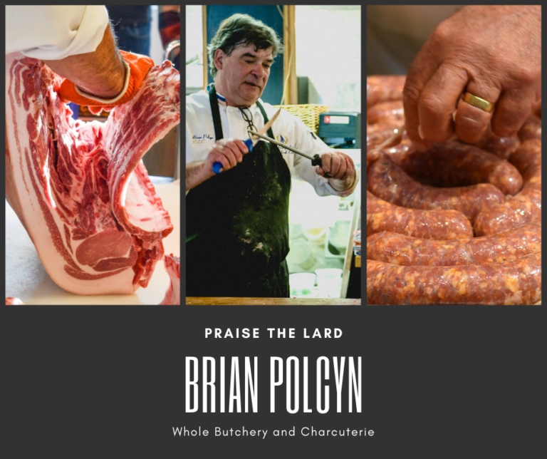 Chef Brian Polcyn preparing bacons and sausage